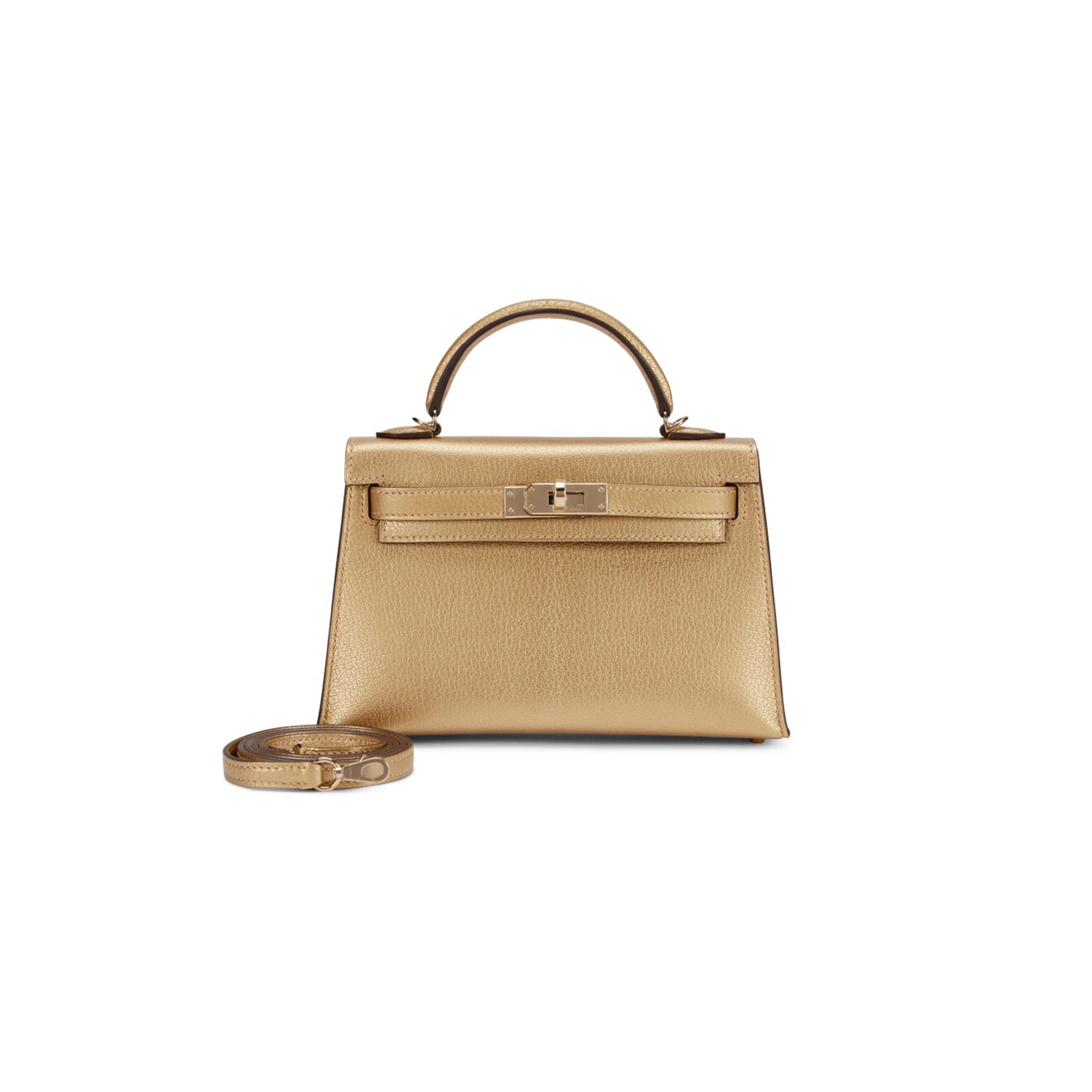 HERMÈS MASTER CHAMKILIGHT METALLIC MINI KELLY II PERMABRASS HARDWARE (19*12*5.5cm) 